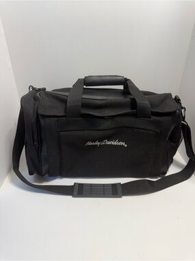 Harley-Davidson Black Travel Duffel With Mesh Pocket, Handles & Shoulder Strap